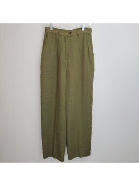 Vintage Halston olive green high waisted flax blend pants